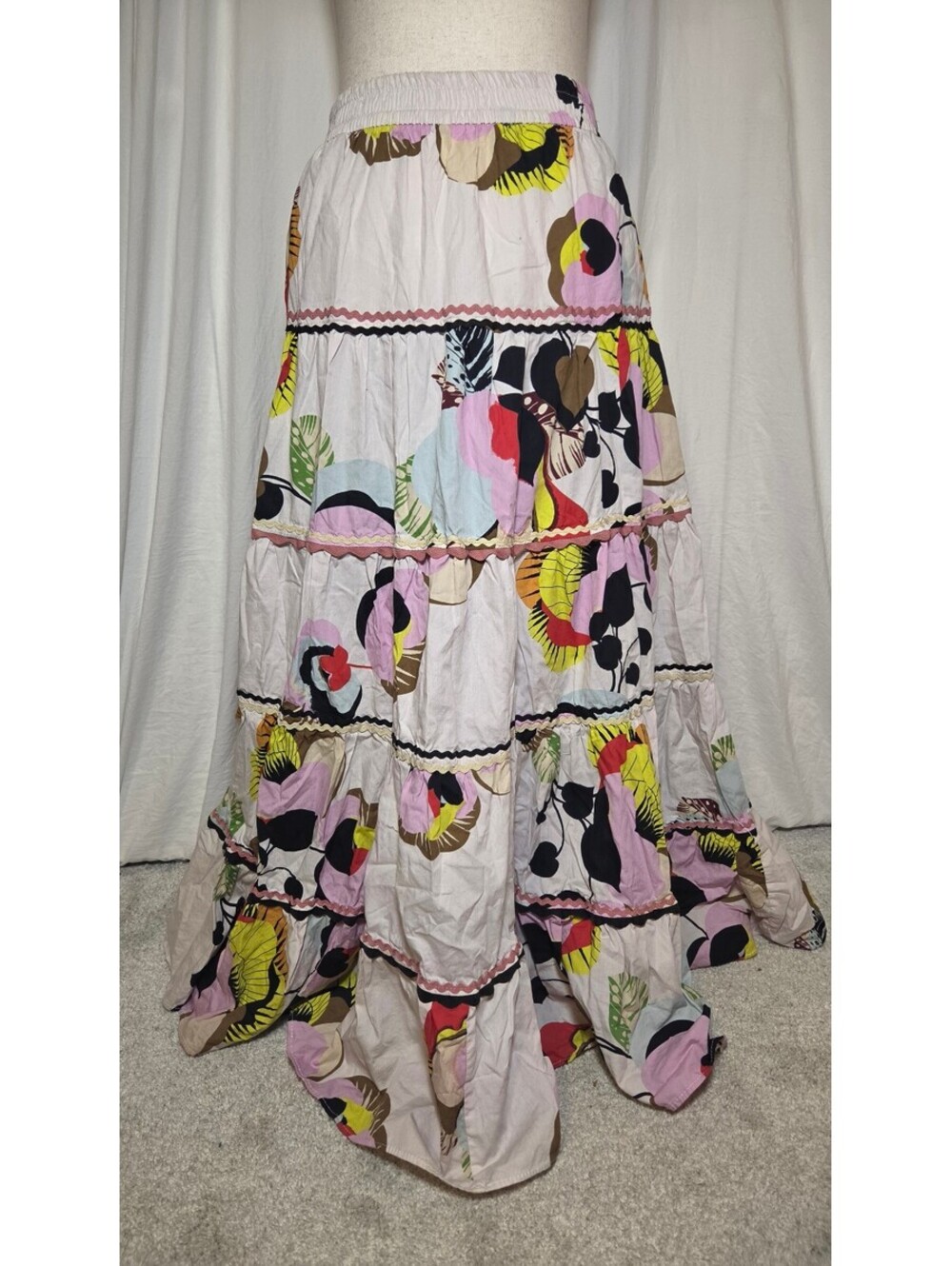 ZARA Floral Print Long Skirt Multicolored Tiered size medium